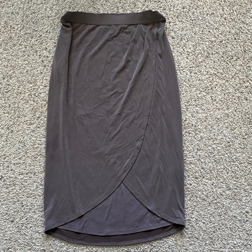 White House Black Market Washed Espresso Colored Wrap Skirt (NWT)